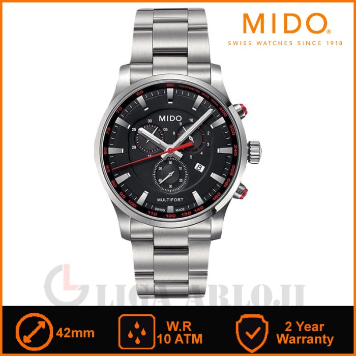 MIDO M005.417.11.051.00 Multifort - Jam Tangan Pria Chronograph Silver
