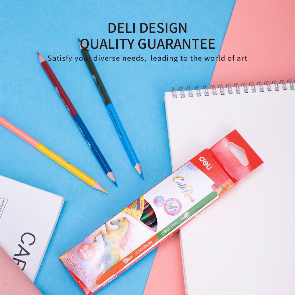 

Deli Pensil Dual Warna 6/12 Warna lead pensil berkualitas untuk hasil warna yang halus EC00500