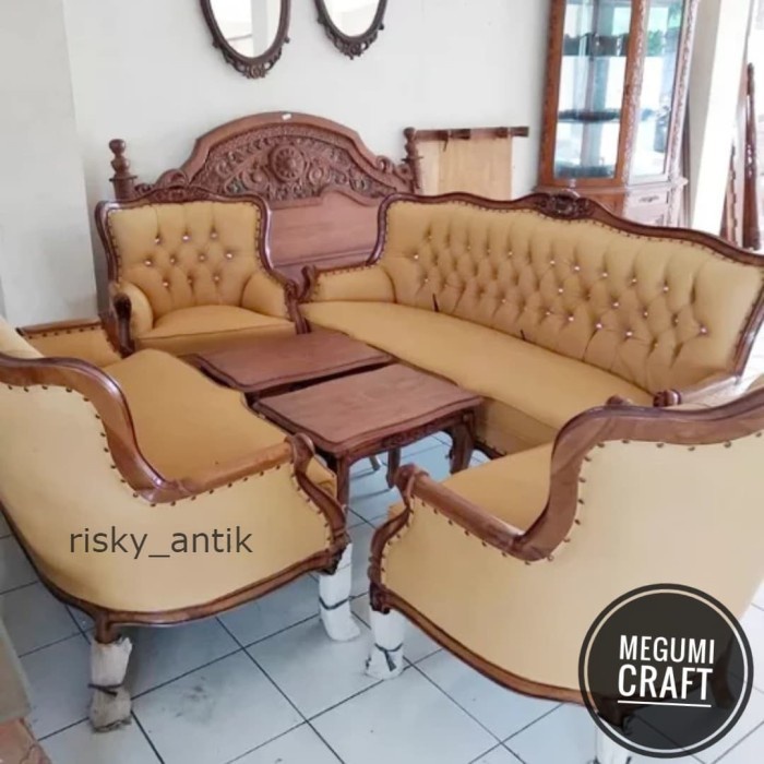 Kursi tamu sofa minimalis jati ukir Jepara murah mewah - 3211 meja Termurah cod redy