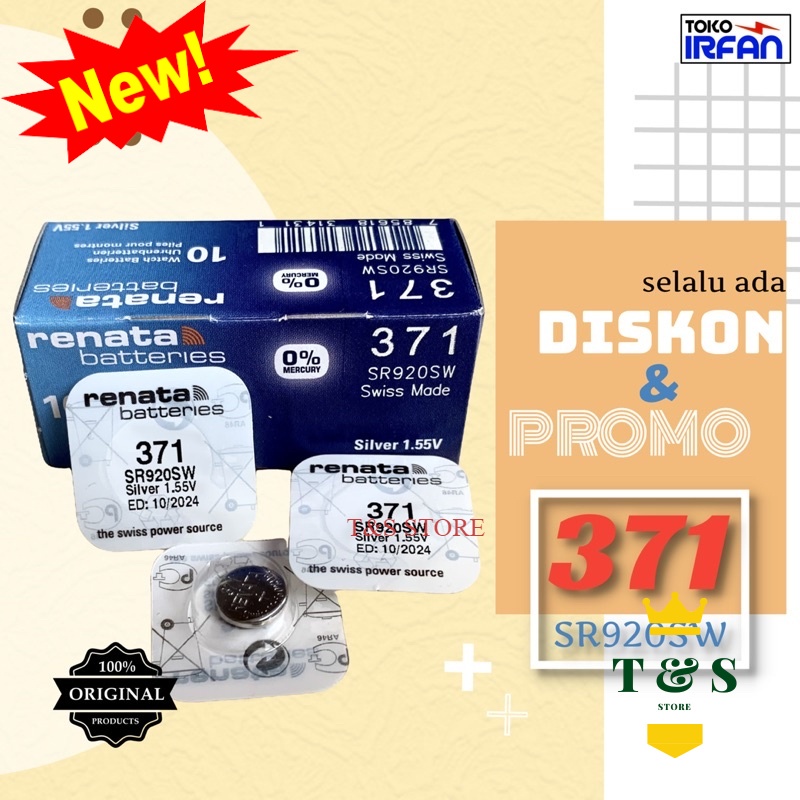 Gercep BATERAI RENATA 371 SR920SW ORIGINAL PENGGANTI SR920 LR920 LR921 BATRAI JAM BATRE JAM TANGAN