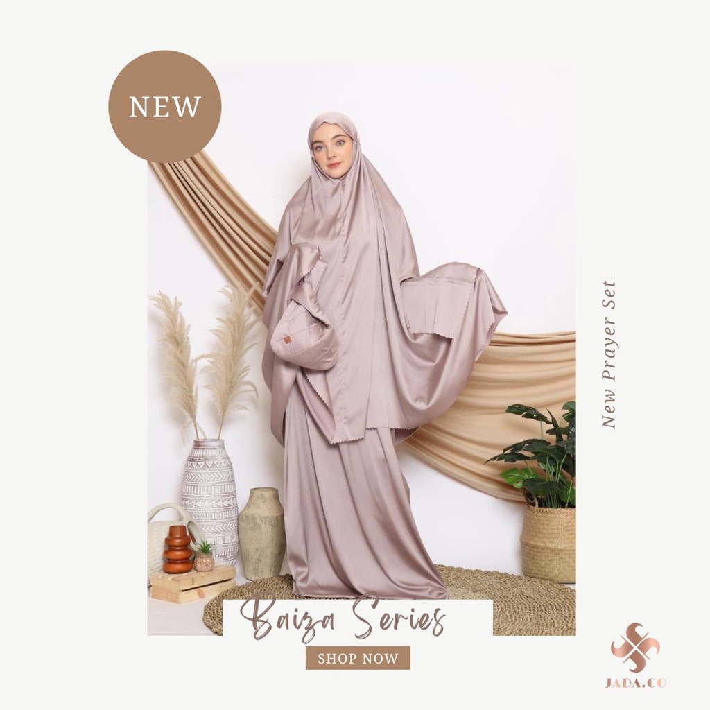 Baiza Luxury Silk Mukena 2 in 1 - Lasercut, Aesthetic Pouch