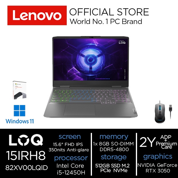 Lenovo LOQ 15IRH8 LQID Core i5-12450H 8GB 512GB RTX3050 W11+OHS2021