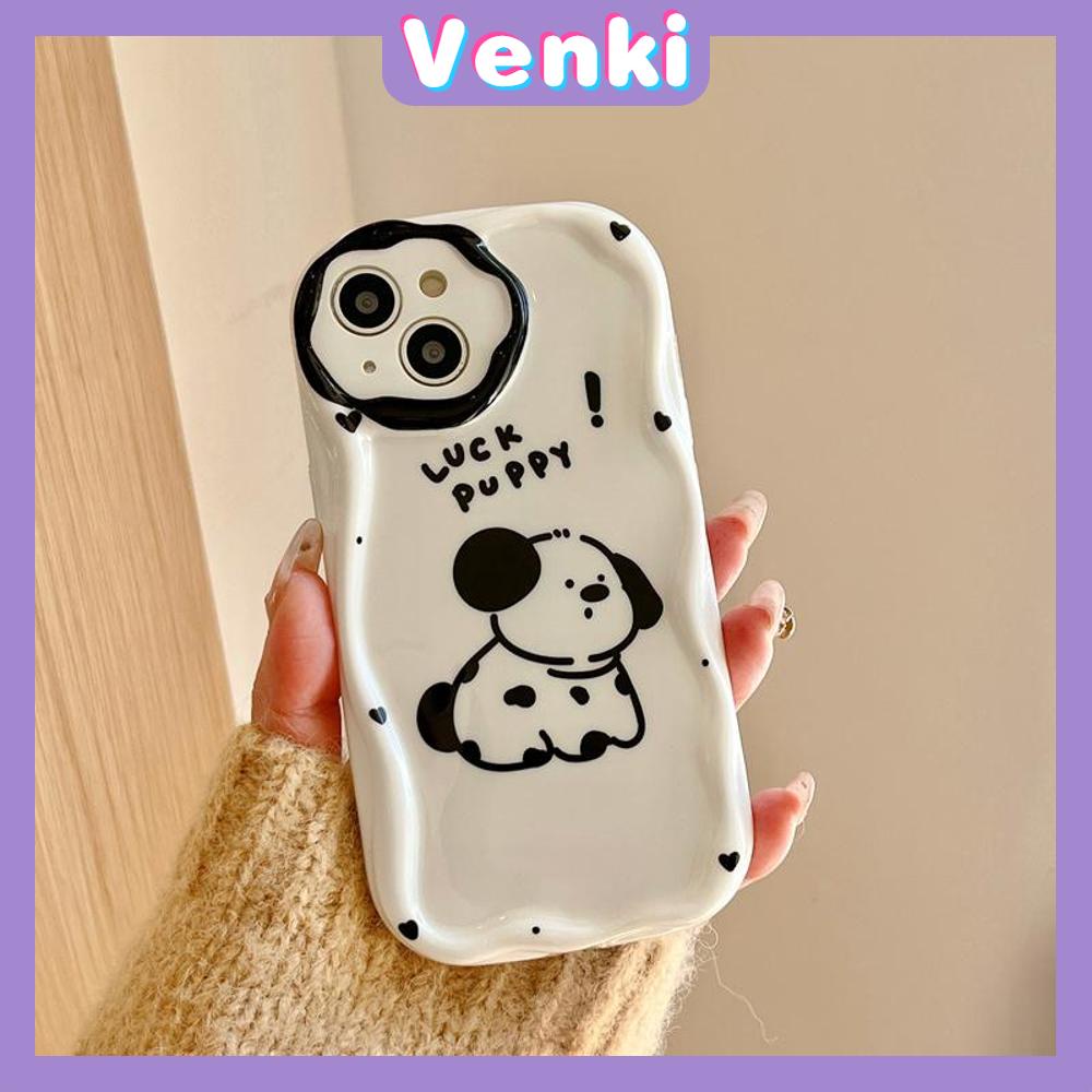 Case iPhone 11 Pro Max TPU Soft Glossy White Curved Wave Case Cute Cartoon Dog Camera Protection Shockproof For iPhone 14 13 12 11 Plus Pro Max 7 Plus X XR