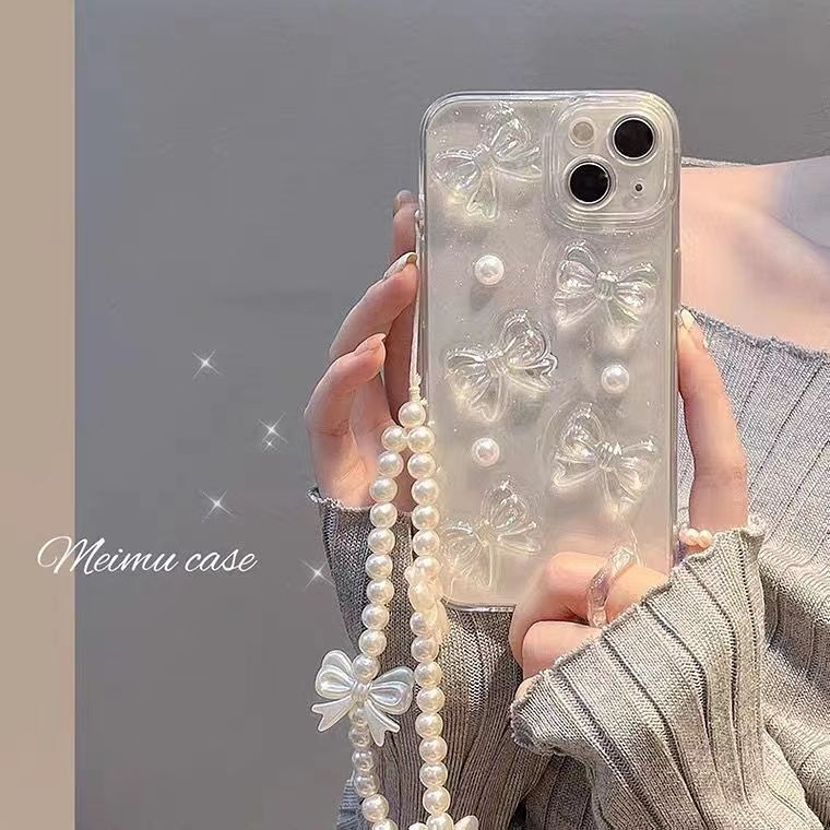 Soft Case 3D Laser Bow Glitter Bening Mewah Untuk iPhone 13 Pro Max12 11 Mini X XS XR 78 Plus SE 2020 Bling Transparan Cover