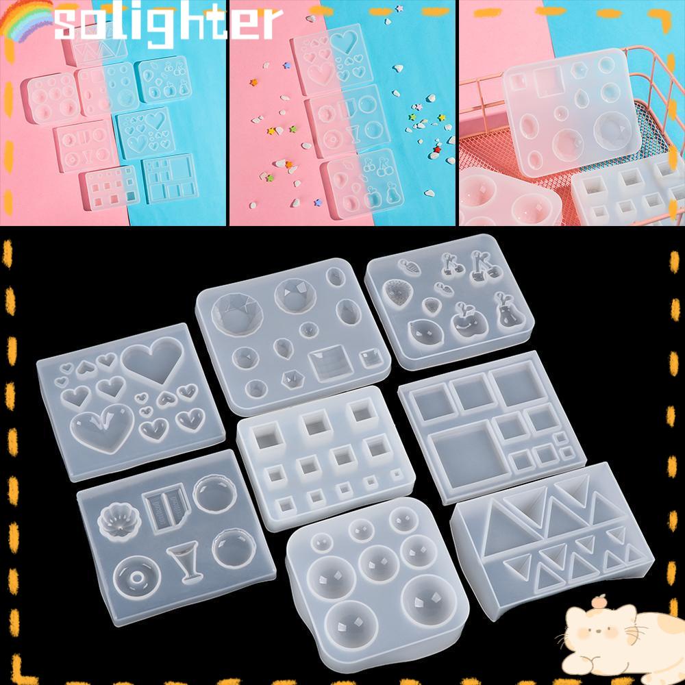 Solighter Cetakan Silikon Resin Kerajinan DIY Menjatuhkan Lem Transparan Pendant Mould