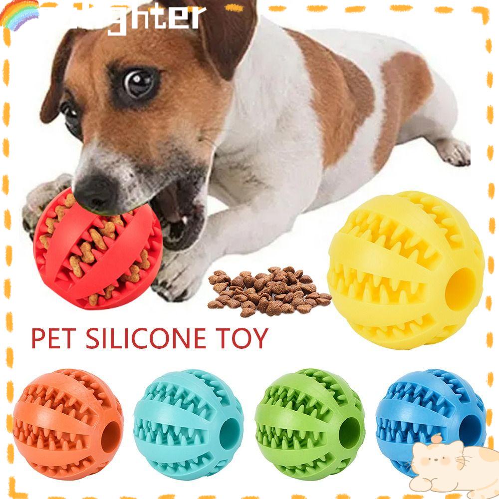 Solighter Pet Silicone Mainan Bola Kebocoran Makanan Sikat Gigi Anjing Alat Edukasi Bola Karet Interaktif