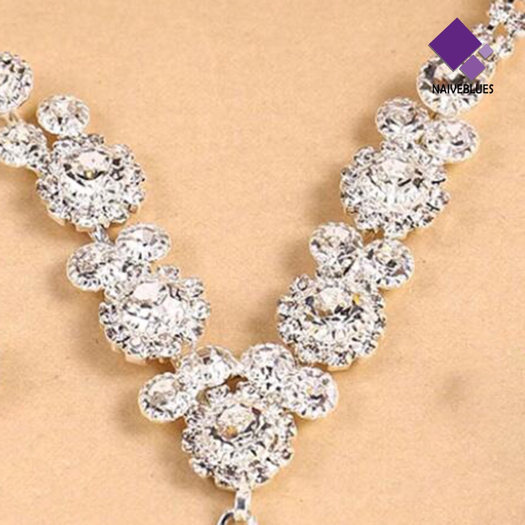 Naiveblue &gt; 1set Liontin Leher Pengerjaan Aplikasi Lebar Alloy Indah Drop Kalung Perhiasan