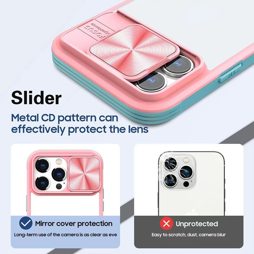 IPHONE Case Pelindung Definisi Tinggi Cocok Untuk Iphone14 13 Pro Max 14plus Cakupan Penuh, case Lensa Jendela Geser Warna Campur Dua Sisi PC+TPU Cover