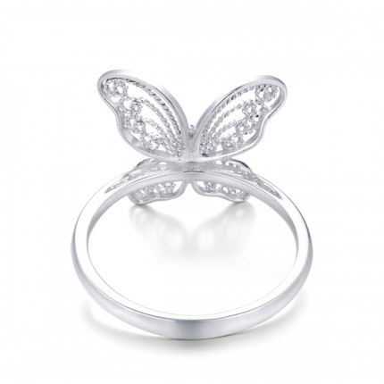 Goldkingdom Aksesoris Perhiasan Fashion Ready Stock Perak Berlapis Tembaga Putih Korea Fashion Cincin Renda Lace Seri Kupu-Kupu Pembukaan Kepribadian Cincin Wanita