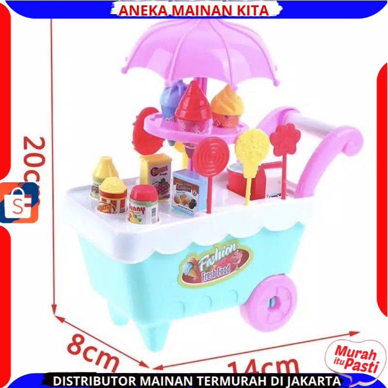 ( BISA COD ) PROMO Mainan Anak Gerobak Es Krim Permen Keranjang Bonus 2 Kuda Pony Anak-anak DIY Play Set Makanan Penutup Trolley Mainan Puzzle / Mainan Edukasi Anak / Mainan Anak Laki Laki / Mainan Anak Perempuan FI503 SNI