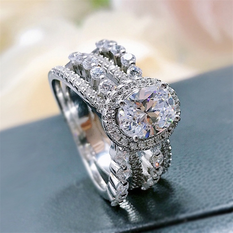 Fancy Desain Modern Wanita Cincin Dengan Brilliant Oval Cubic Zirconia Fashion Pernikahan Pertunangan Aksesoris Perhiasan Berkualitas Tinggi