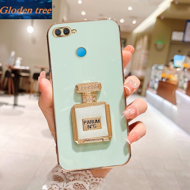 Casing Case Pohon Gloden Untuk OPPO A5S A5 2020 A52 A53 2020 A54 2021 A55 A57 2022 A57 5G Case Dengan Botol Parfum Lipat Kickstand Cakupan Penuh Casing Kamera