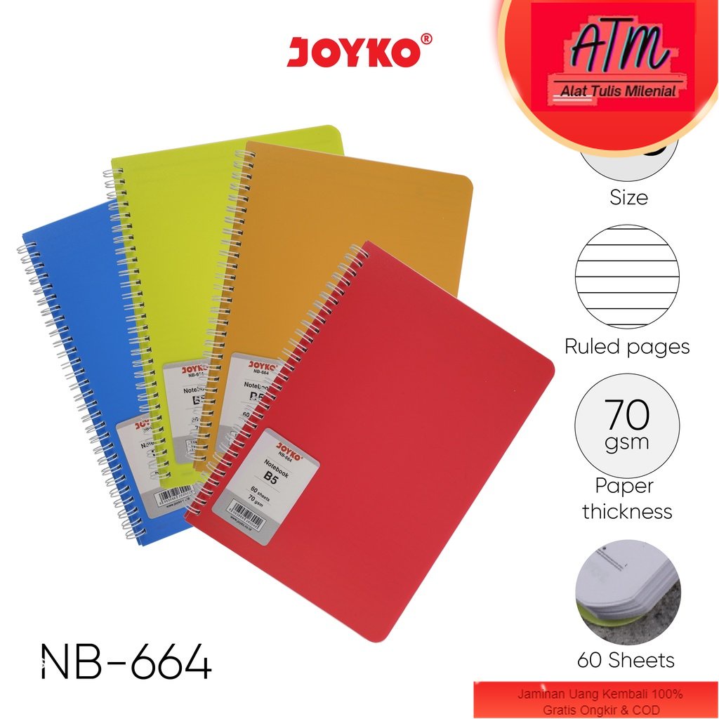 

Ruled Notebook Diary Agenda Buku Catatan Bergaris Joyko NB-664 60 Lembar