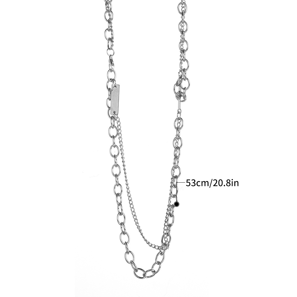 Aksesoris Perhiasan Hip Hop Punk Double Layer Rantai Kalung Choker Kalung Pesona Kalung Kepribadian Pria Anti Karat Kalung Salib Wanita Populer