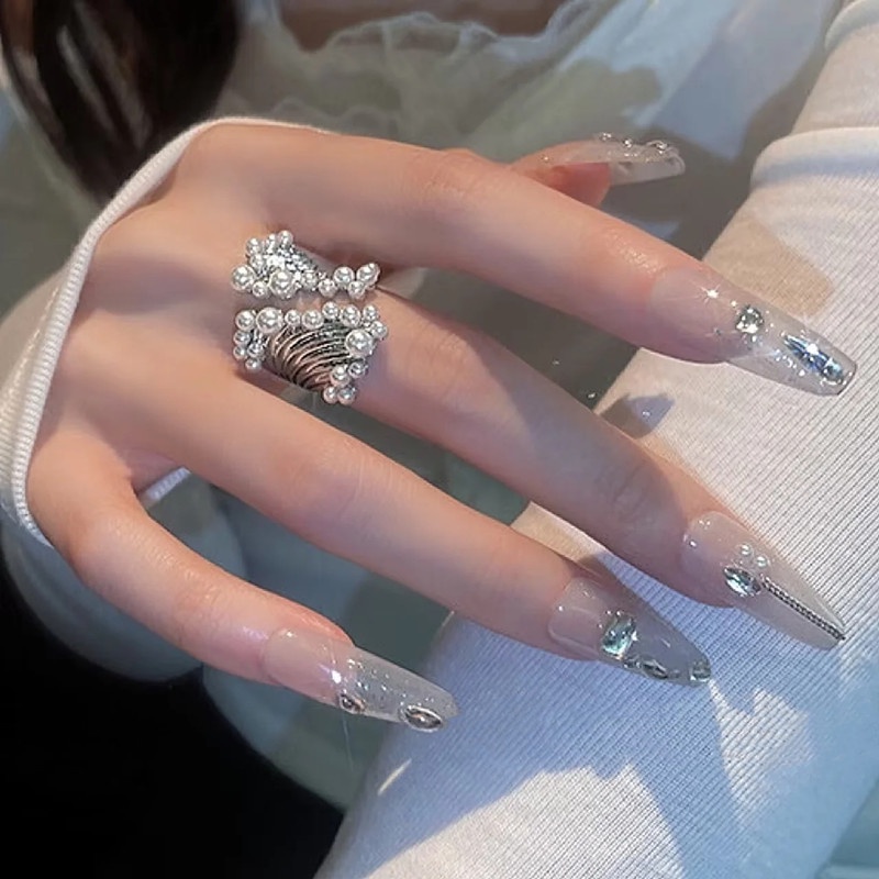 Cincin Pembukaan Tidak Teratur Geometris Mutiara Mode Mewah Ringan Korea Untuk Pria Dan Wanita