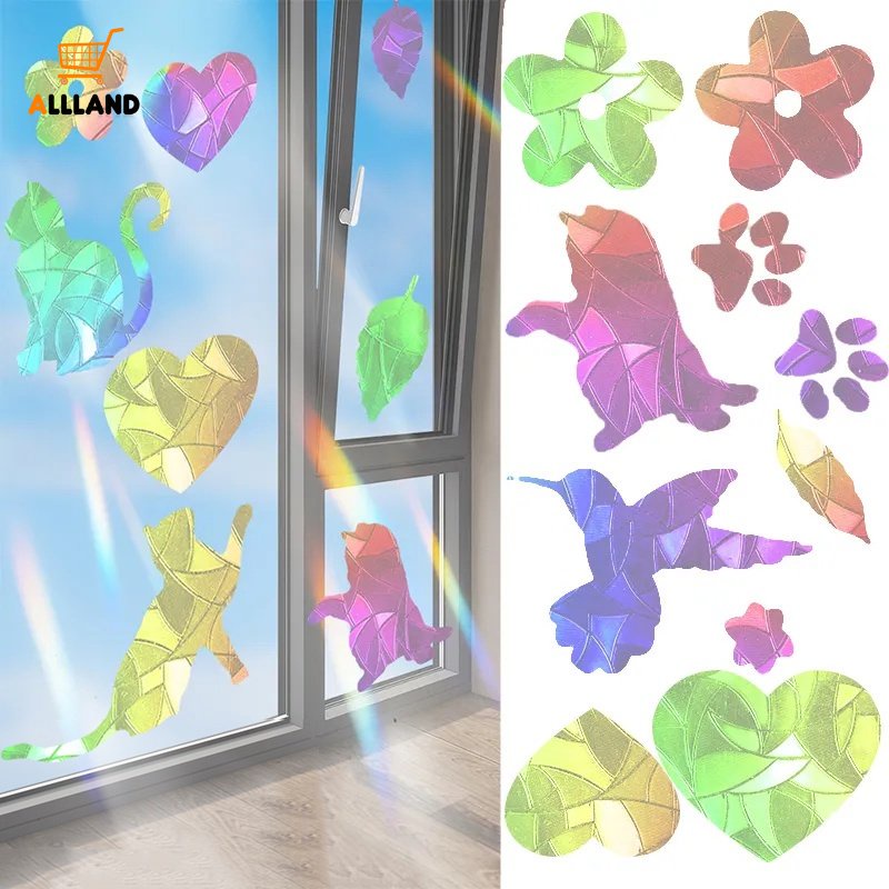 Stiker Jendela Penangkap Matahari Kreatif/PVC Rainbow Prism Electrostatic Glass Decals/Aksesoris Dekorasi Rumah