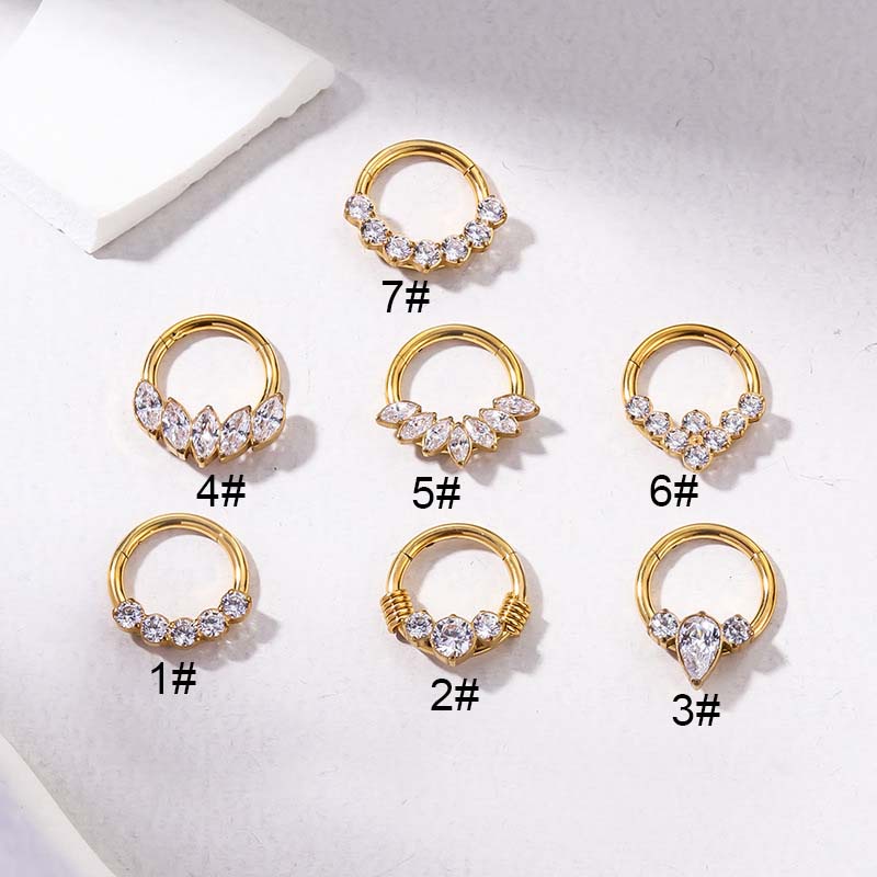 1biji G23 Baja Titanium Hoop Nose Ring Telinga Helix Fresh Piercing 16Gauge Hypoallergenic Dengan Zircon