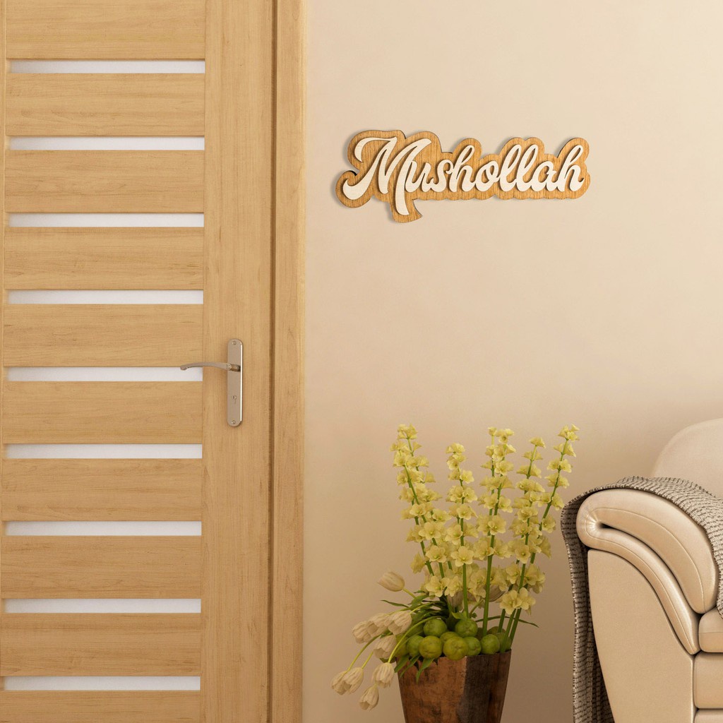 Hiasan Pajangan Dinding Walldecor Kayu Islami Motif Musholla