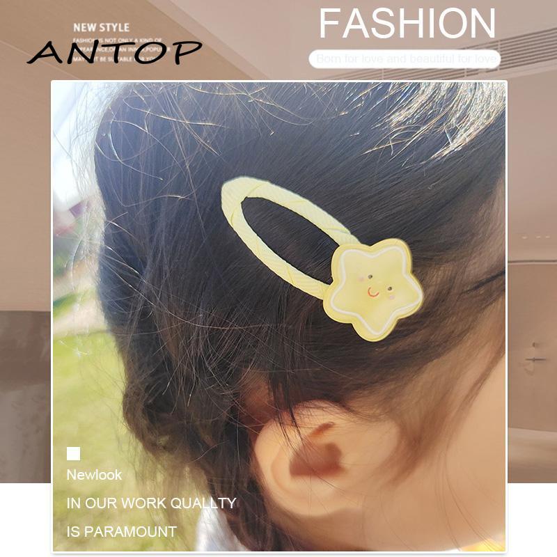 【antop】Creamy Star Oval Wrap Cloth Simple Lovely Jepitan Rambut Gadis Bang Hairpin