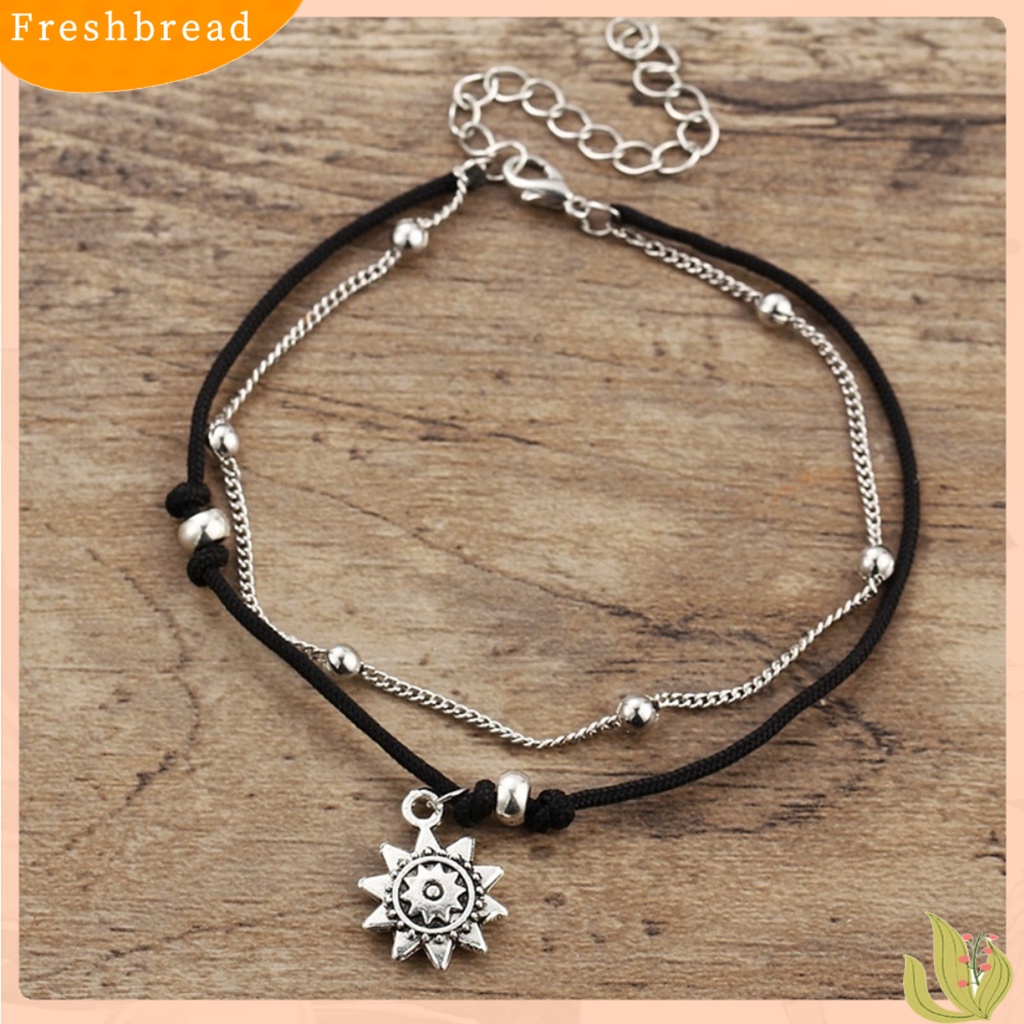 &lt; Freshbread &gt; Gelang Kaki Rantai Bentuk Matahari Nyaman Untuk Menyimpan Perhiasan Gelang Kaki Wanita Warna Silver Untuk Hadiah