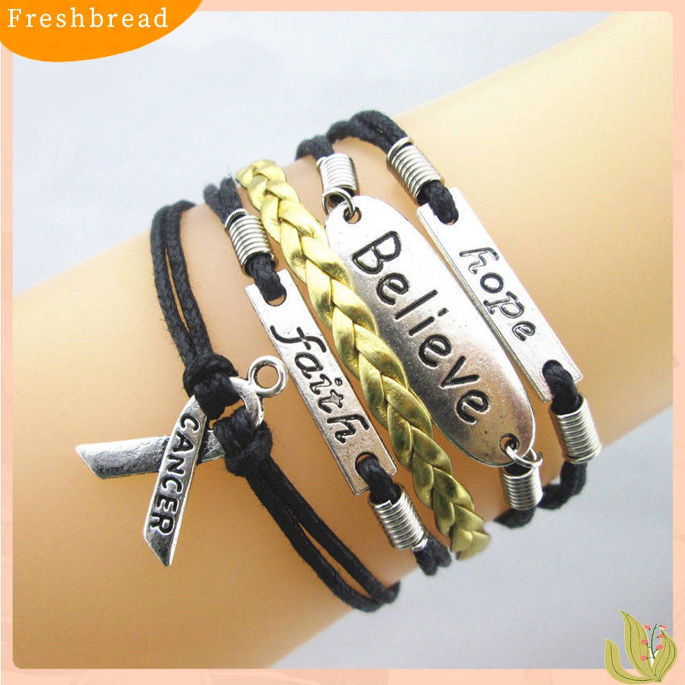 &lt; Freshbread &gt; Infinity Hope Faith Breast Cancer Awareness Sign Charm Multi Layers Gelang
