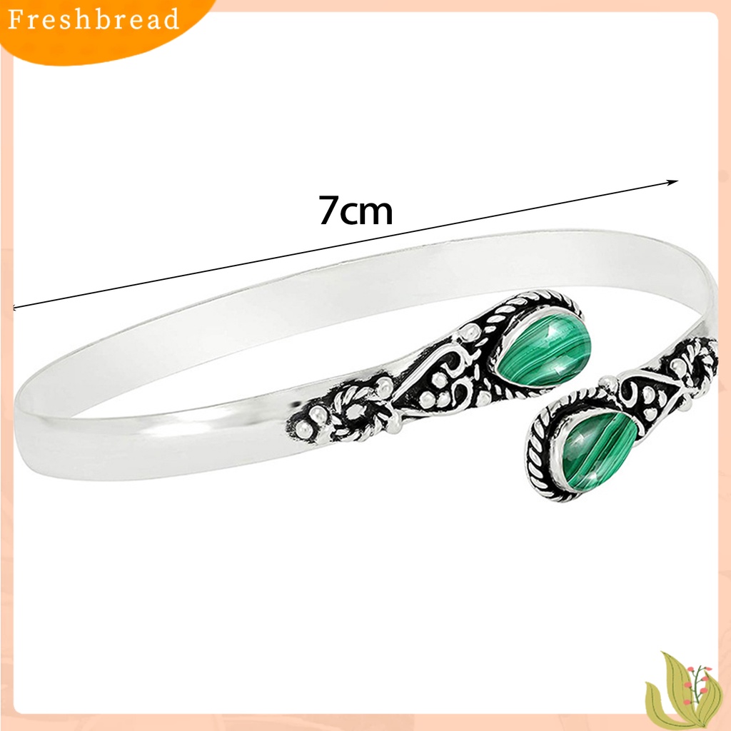 &lt; Freshbread &gt; Gelang Pergelangan Tangan Buatan Tangan Pembukaan Adjustable Retro Tetesan Air Berbentuk Dekorasi Hias Kepribadian Faux Moonstone Turquoise Cuff Bangle Perhiasan Aksesori