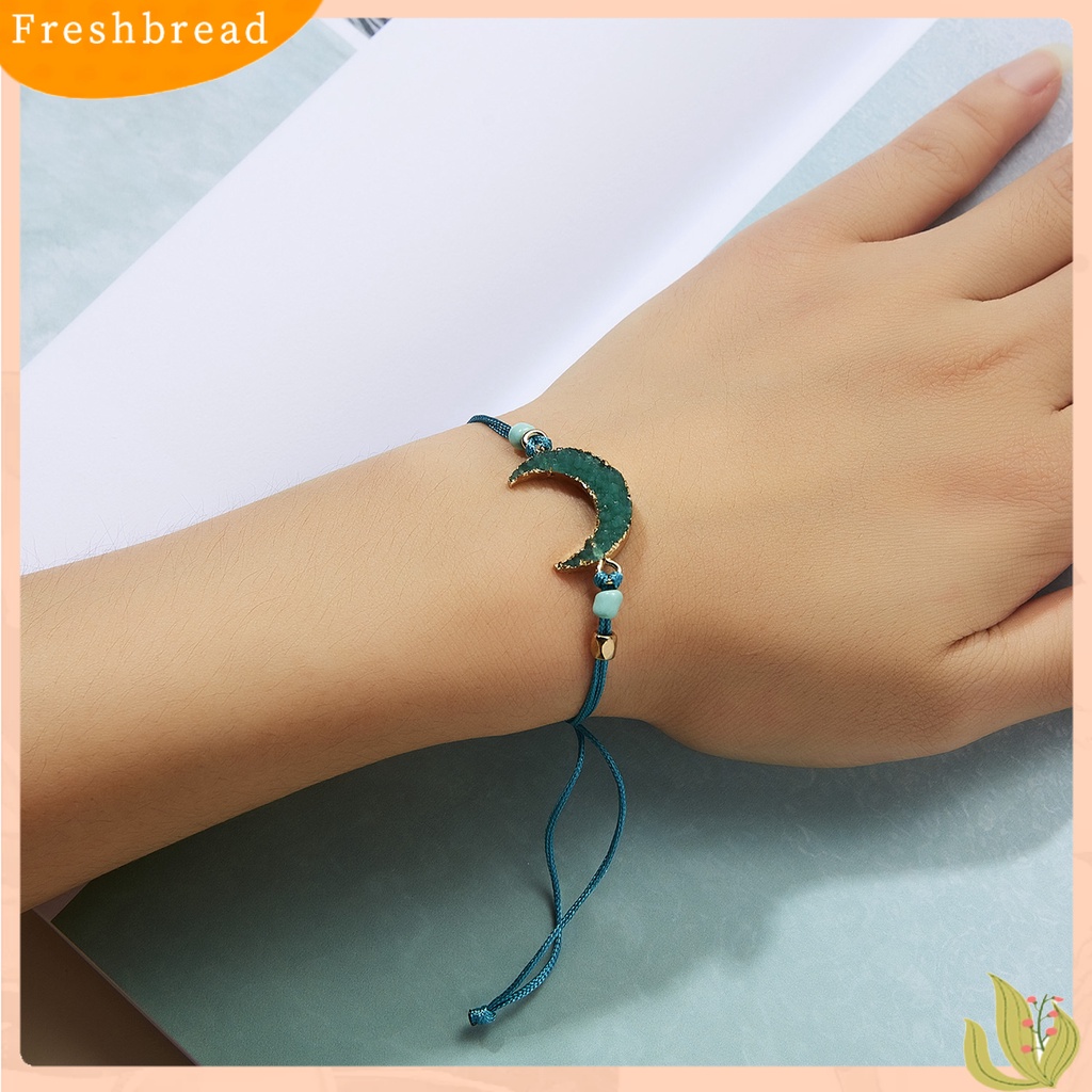 &lt; Freshbread &gt; Gelang Bergaya Ramah Kulit Adjustable Resin Fashion Moon Beaded Bracelet Untuk Wanita