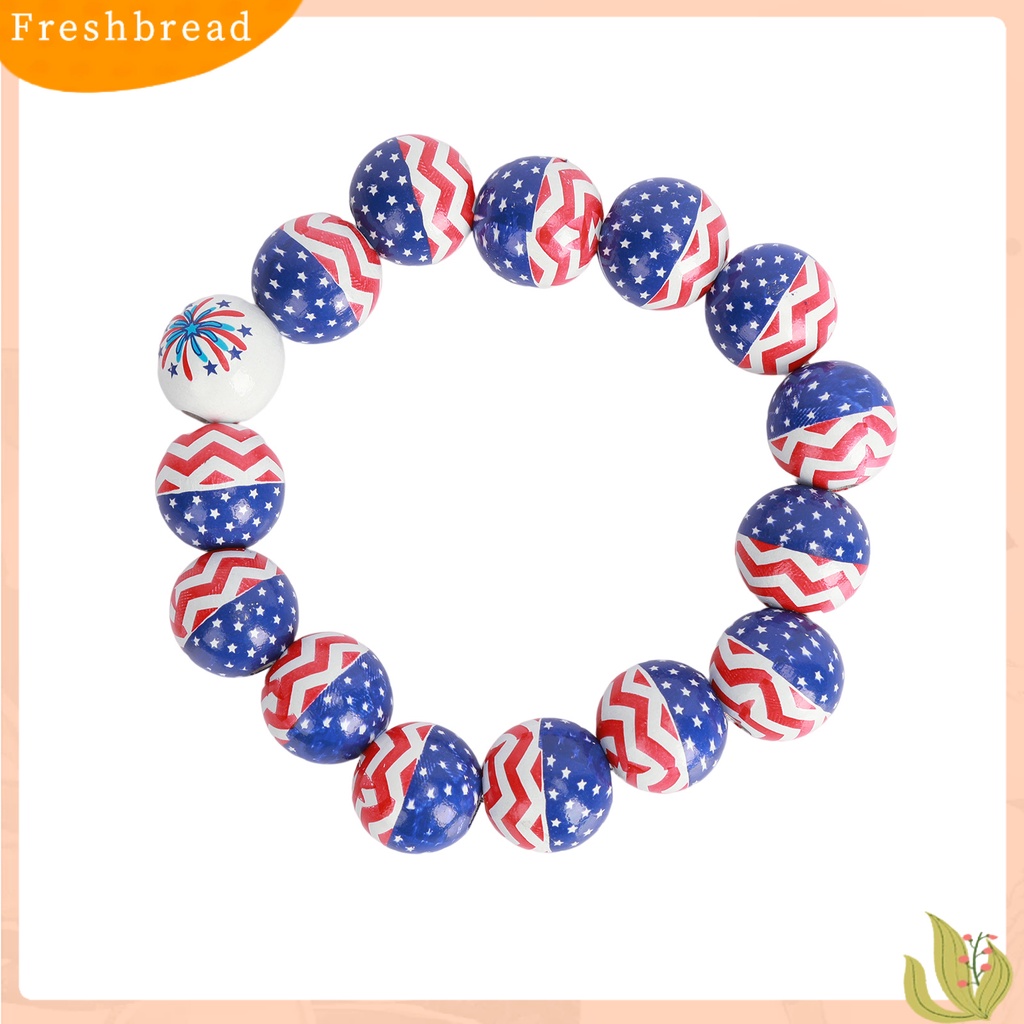 &lt; Freshbread &gt; Bendera USA Gelang Indah Pesona Perhiasan Merah Biru Putih Manik-Manik Kayu Peregangan Elastis Wristwear Multicolor USA Hari Nasional Wanita Pria Manik-Manik Gelang Hadiah Pasangan