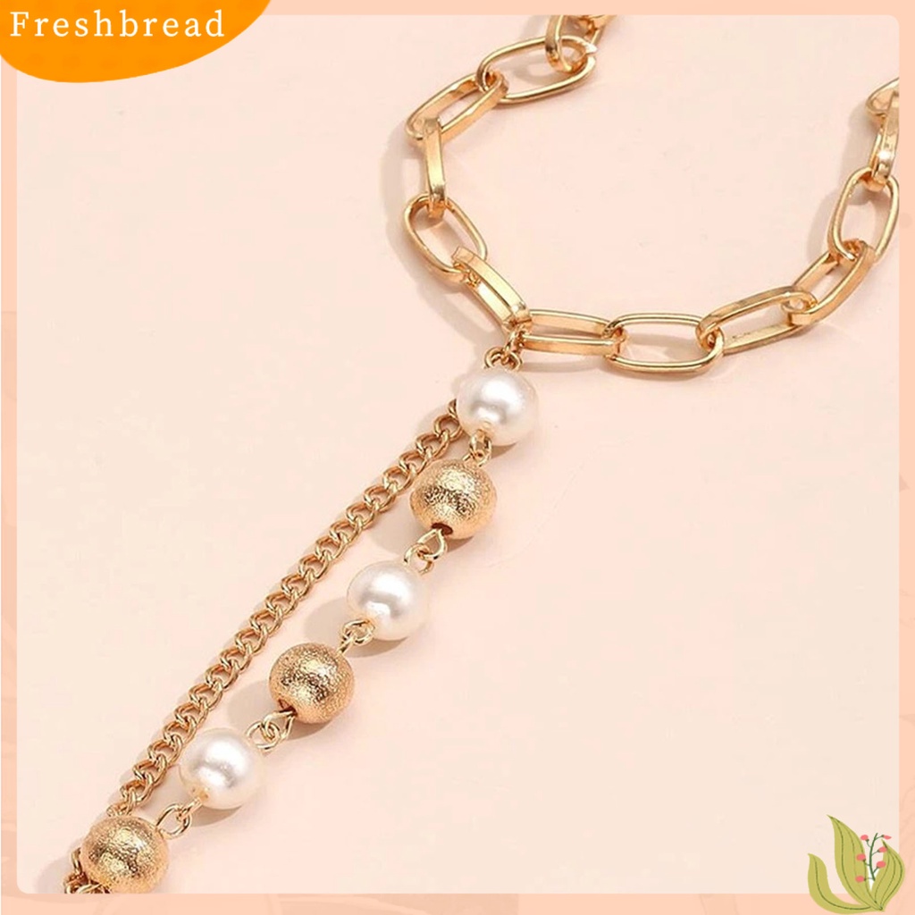 &lt; Freshbread &gt; Wanita Gelang Mutiara Imitasi Stainless Terhubung Patchwork Gelang Circlet Set Aksesoris Tangan