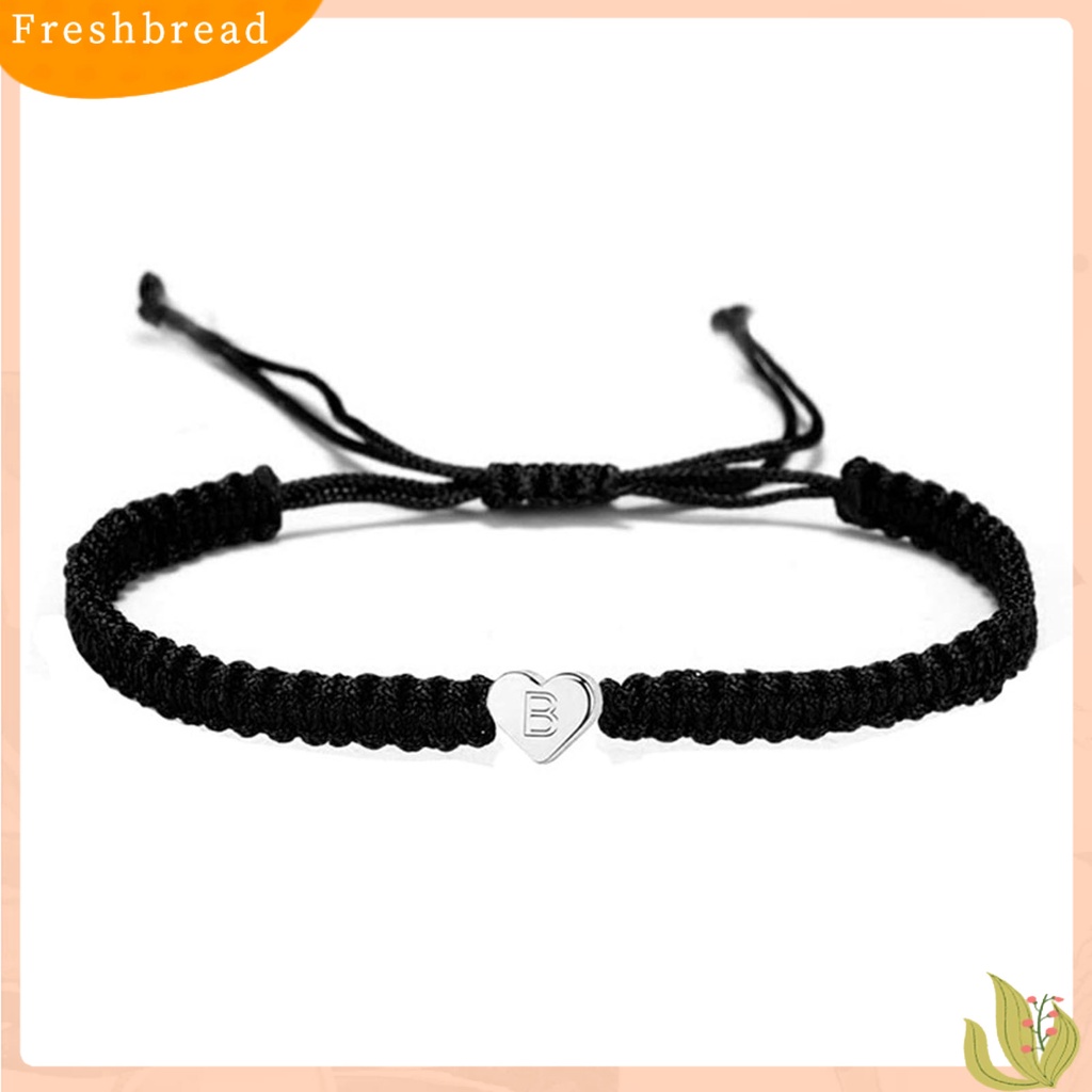 &lt; Freshbread &gt; Gelang Couple Bentuk Hati Tali Kepang Adjustable Melar All-match Hadiah Hias 26huruf Initial Charms Bracelet Jewelry Untuk Hari Kasih Sayang