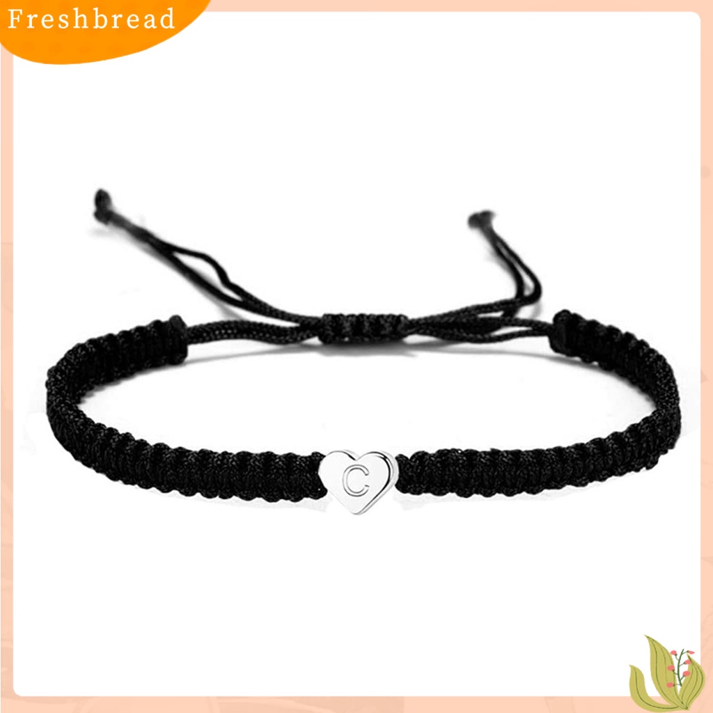 &lt; Freshbread &gt; Gelang Couple Bentuk Hati Tali Kepang Adjustable Melar All-match Hadiah Hias 26huruf Initial Charms Bracelet Jewelry Untuk Hari Kasih Sayang