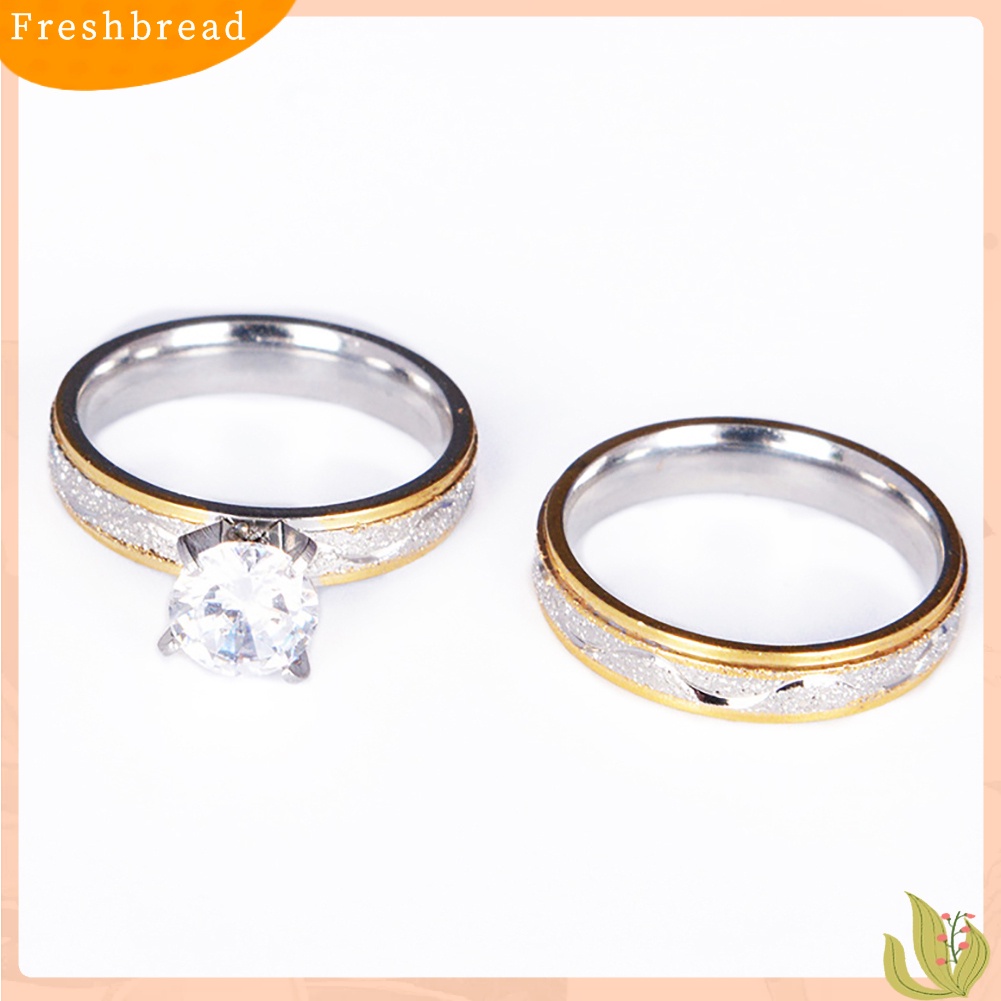 &lt; Freshbread &gt; 2pcs Pria Wanita Kreatif CZ Bertatahkan Pernikahan Band Kekasih Cincin Set Perhiasan Pengantin