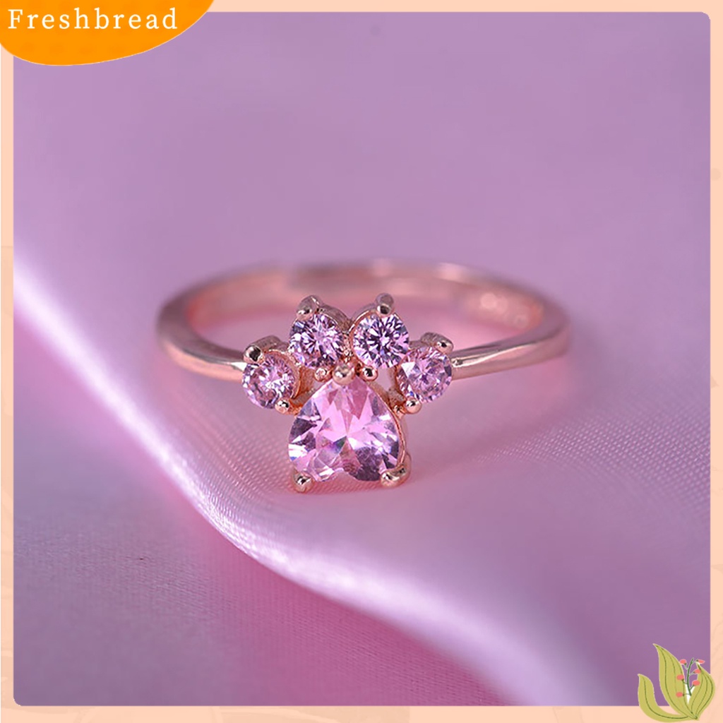 &lt; Freshbread &gt; Cincin Desain Cats Paw Adjustable Alloy Wanita Cincin Bukaan Bulat Untuk Pesta