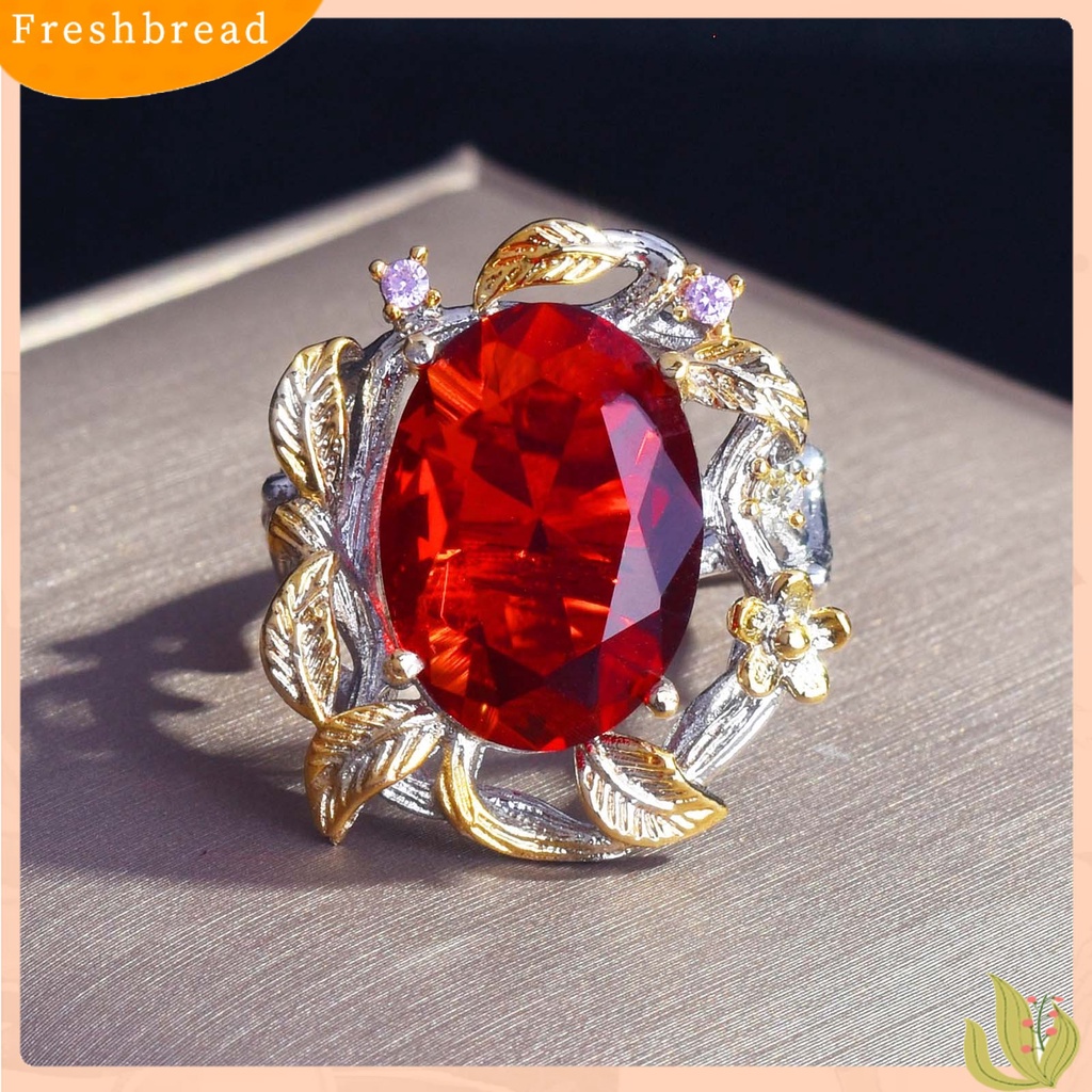 &lt; Freshbread &gt; Cincin Wanita Daun Pembukaan Perhiasan Adjustable Bright Luster Ring Untuk Pakaian Sehari-Hari