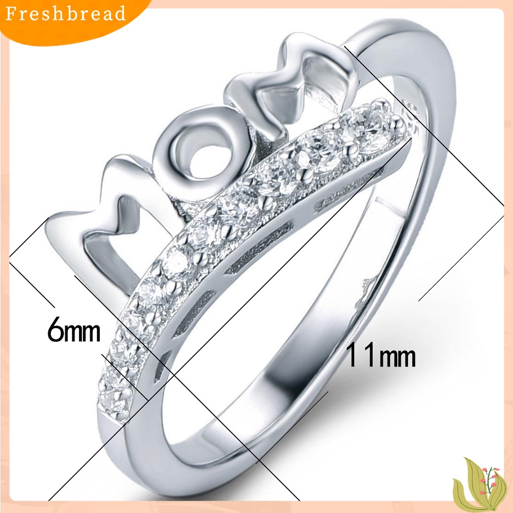 &lt; Freshbread &gt; Fashion Zirkon Bertatahkan Berongga Ibu Surat Jari Band Cincin Hadiah Hari Ibu