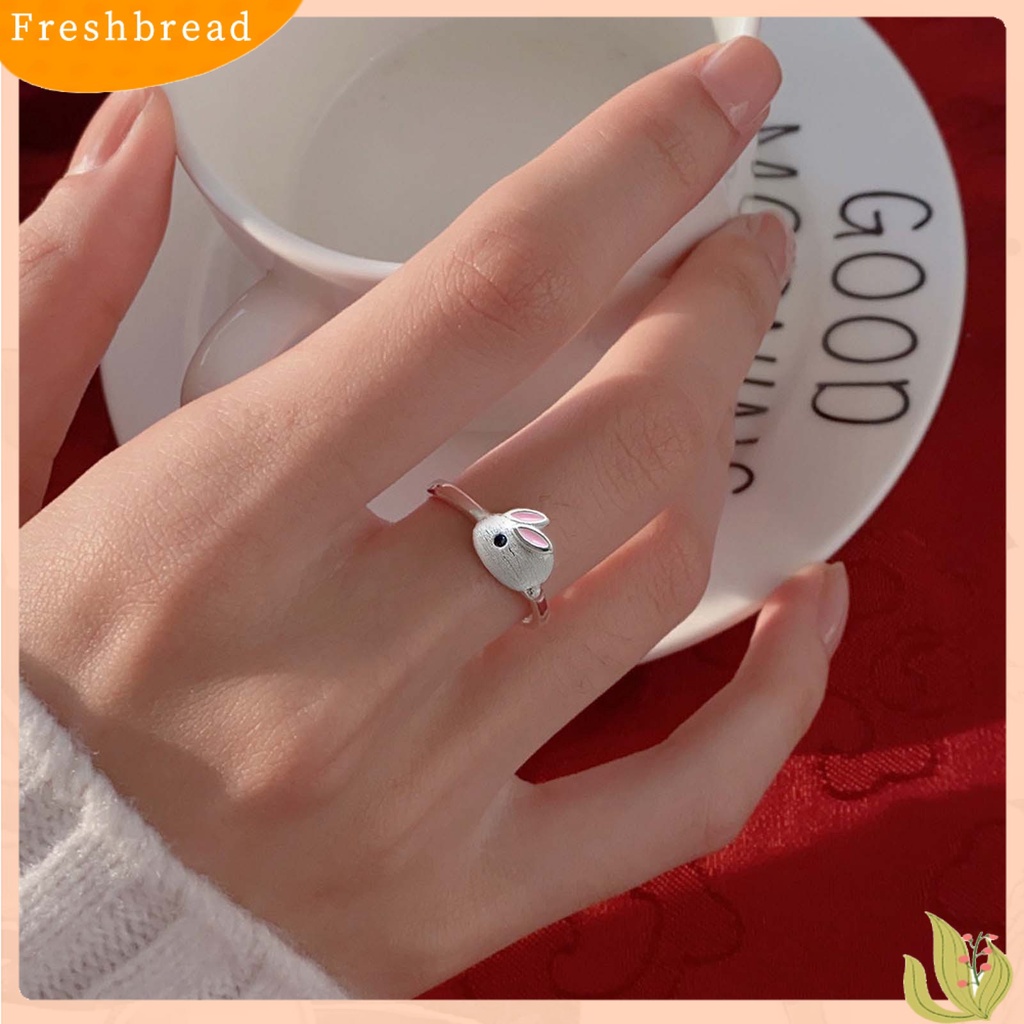 &lt; Freshbread &gt; Wanita Cincin Pembukaan Adjustable Warna Perak Dipoles Kelinci Lucu Bunny Hewan Wanita Jari Cincin Fashion Perhiasan