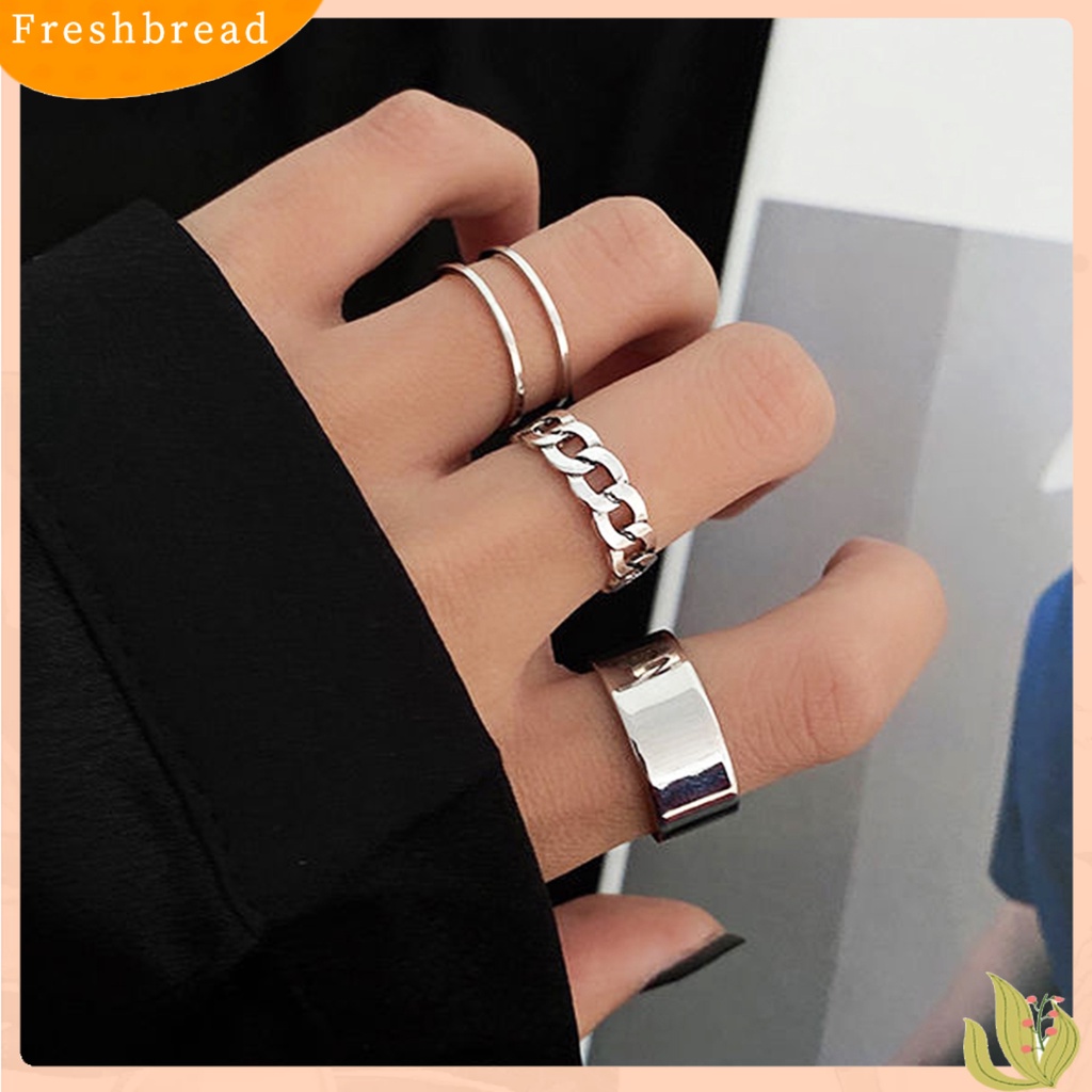 &lt; Freshbread &gt; 3Pcs Cincin Wanita Kepribadian Hip-hop Adjustable Open End Finger Joint Dekorasi