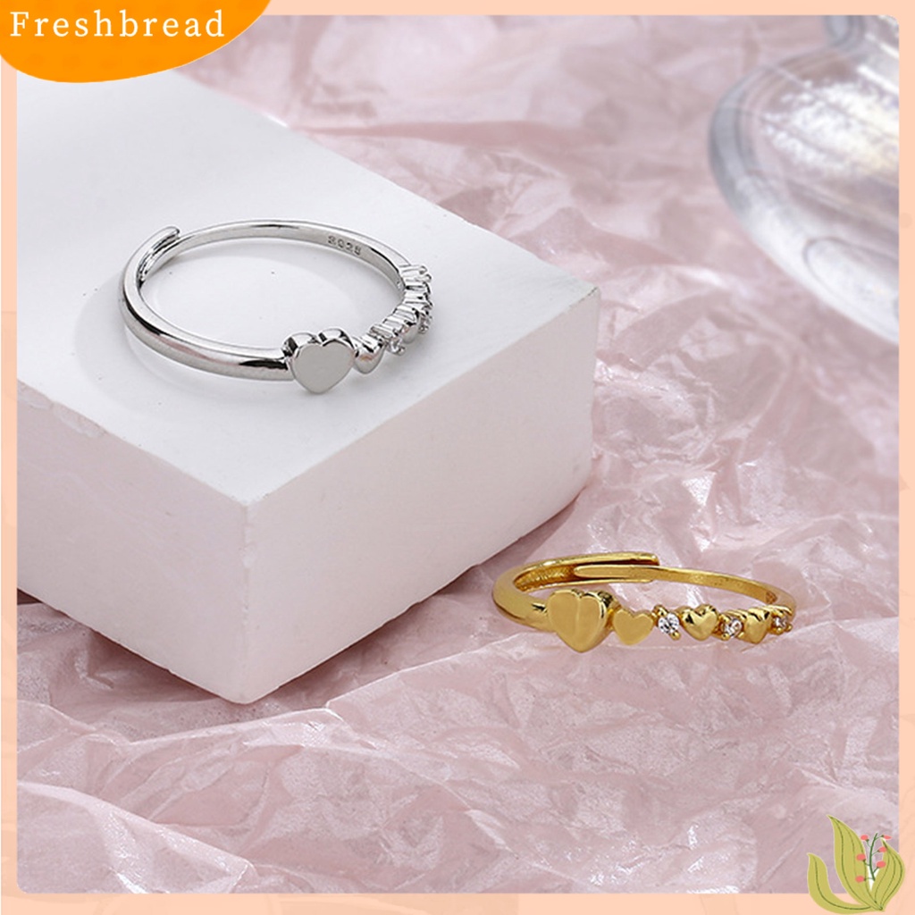 &lt; Freshbread &gt; Wanita Cincin Desain Pembukaan Yang Dapat Disesuaikan Berlian Imitasi Mengkilap Hias Geometris Cinta Hati Jari Cincin Pernikahan Band Perhiasan Hadiah Untuk Hari Kasih Sayang