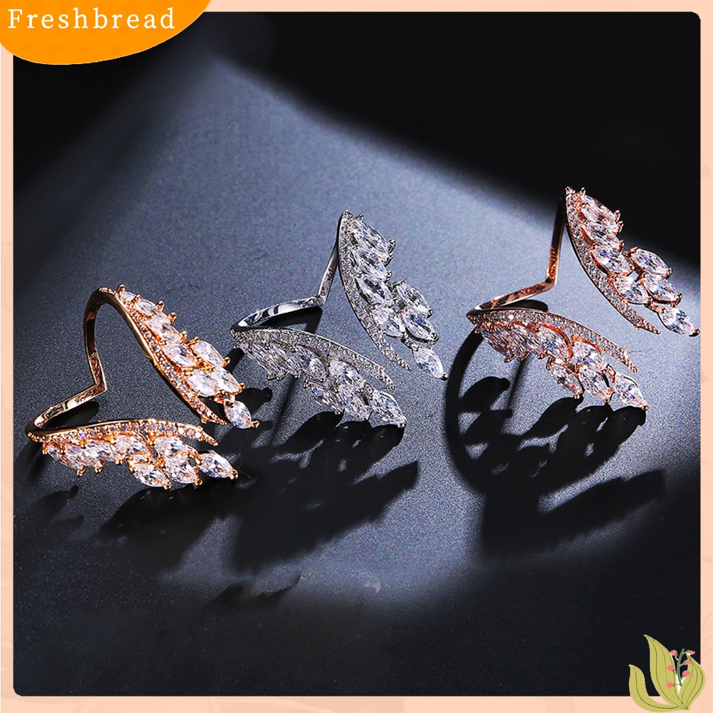 &lt; Freshbread &gt; Fashion Wanita Cubic Zirconia Bertatahkan Cincin Jari Terbuka Adjustable Perhiasan Hadiah