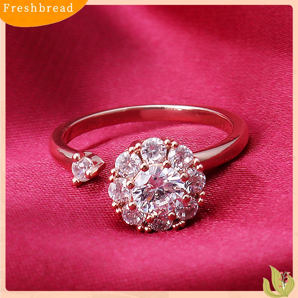 &lt; Freshbread &gt; Wanita Beruntung Kubik Zirkon Terbuka Berputar Jari Cincin Pesta Perhiasan Aksesori Hadiah