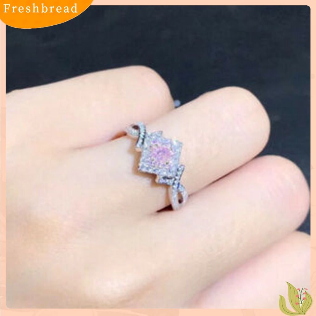 &lt; Freshbread &gt; Cincin Persegi Cubic Zirconia All-Matched Alloy Pengantin Wanita Pernikahan Berlian Imitasi Finger Band Untuk Wanita