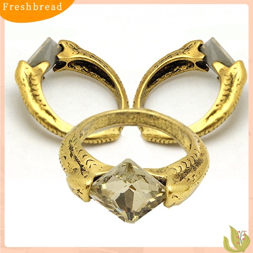 &lt; Freshbread &gt; Cincin Perhiasan Pria Wanita Vintage Warna Bronze Berlian Imitasi Gaya Punk Untuk Pesta