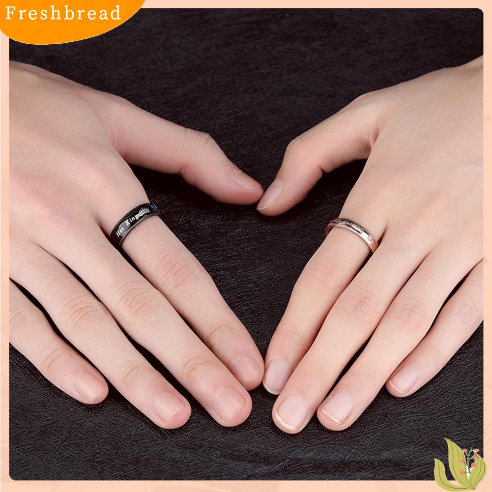 &lt; Freshbread &gt; Fashion Baja Titanium Berlian Imitasi Her King His Queen Pasangan Jari Rings Perhiasan