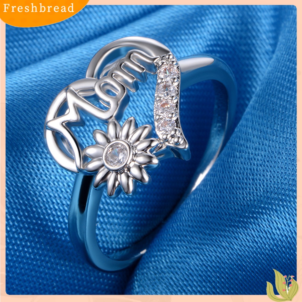 &lt; Freshbread &gt; Cincin Jari Berlian Imitasi Bentuk Hati Perhiasan Good-looking Women Ring Untuk Ibu