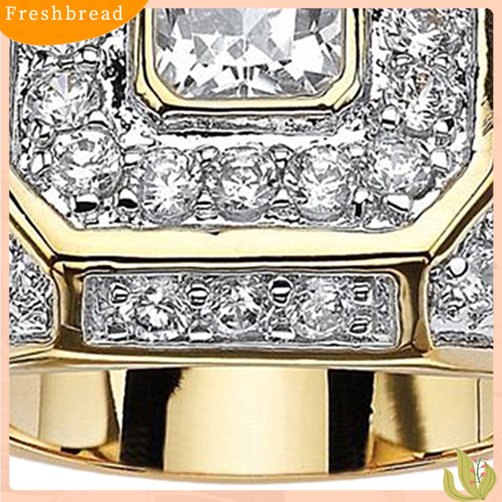 &lt; Freshbread &gt; Pria Cincin Cubic Zirconia Hip Hop Perhiasan Sparkling Fashion Penampilan Pernikahan Band Ring Untuk Pernikahan