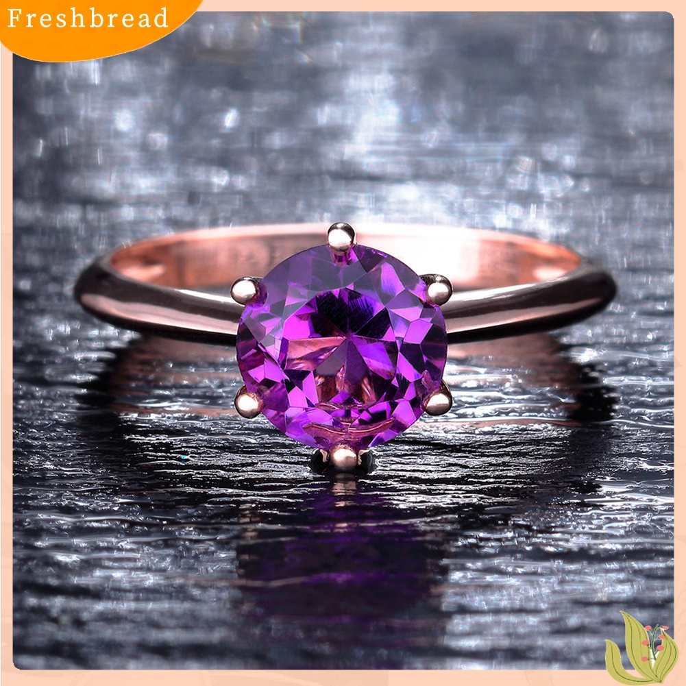 &lt; Freshbread &gt; Wanita Faux Amethyst Ruby Bertatahkan Jari Cincin Pernikahan Pertunangan Perhiasan Hadiah