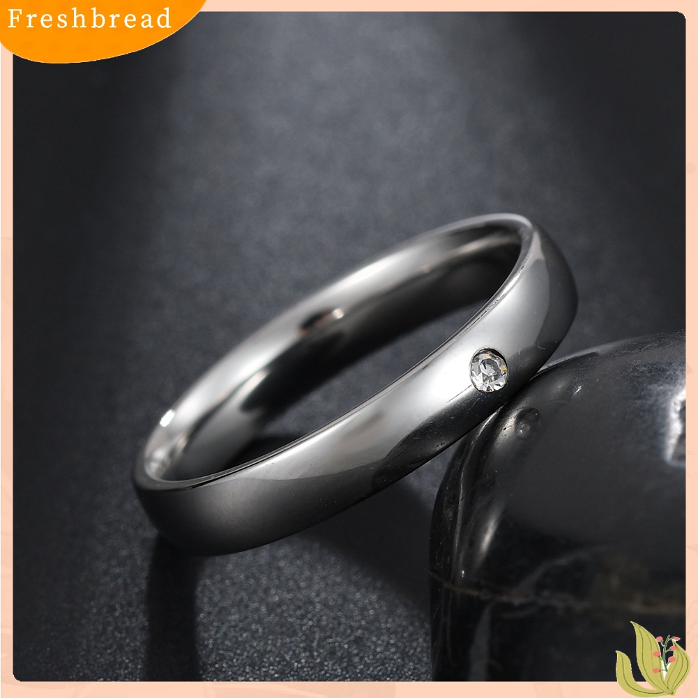 &lt; Freshbread &gt; Ringkas Stainless Steel Berlian Imitasi Bertatahkan Wanita Cincin Jari Dekorasi Pesta Pernikahan