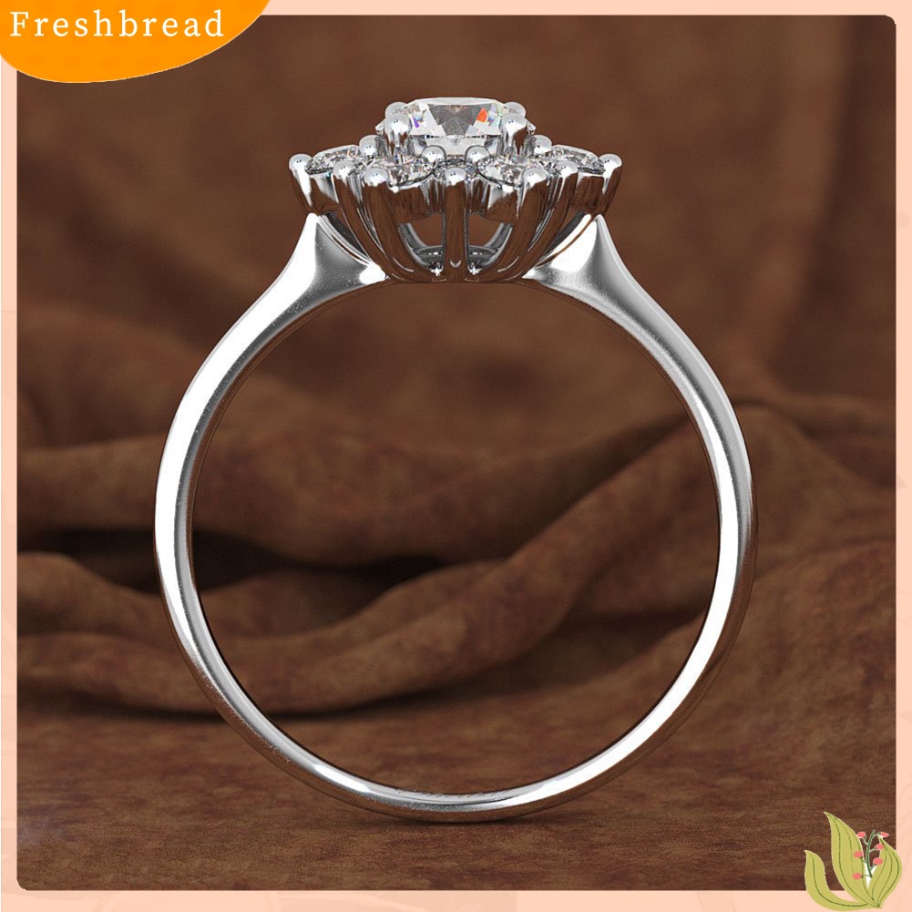 &lt; Freshbread &gt; Fashion Wanita Snowflake Bunga Cubic Zirconia Disepuh Mengusulkan Jari Cincin Perhiasan