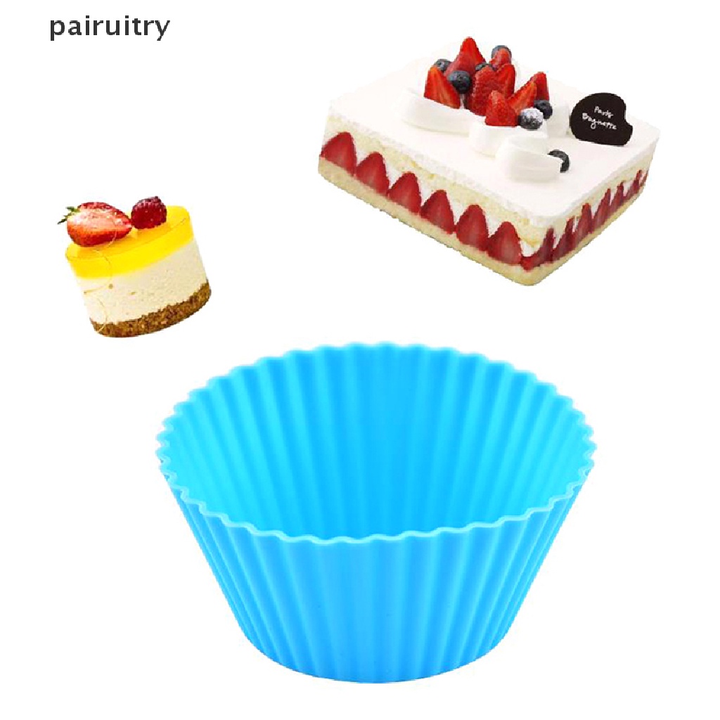 Prt 5Pcs Cetakan Silikon Bulat Cupcake Muffin Cup Baking Cookies Egg Tart Jelly Mold PRT