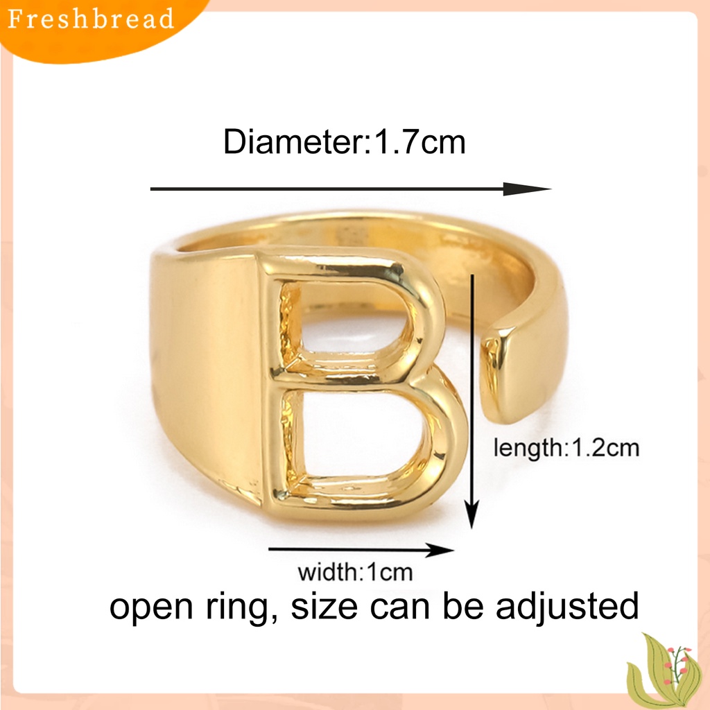 &lt; Freshbread &gt; Cincin Anniversary Desain Geometris Dapat Disesuaikan Open-ended Huruf Inggris Finger Ring Untuk Dekorasi